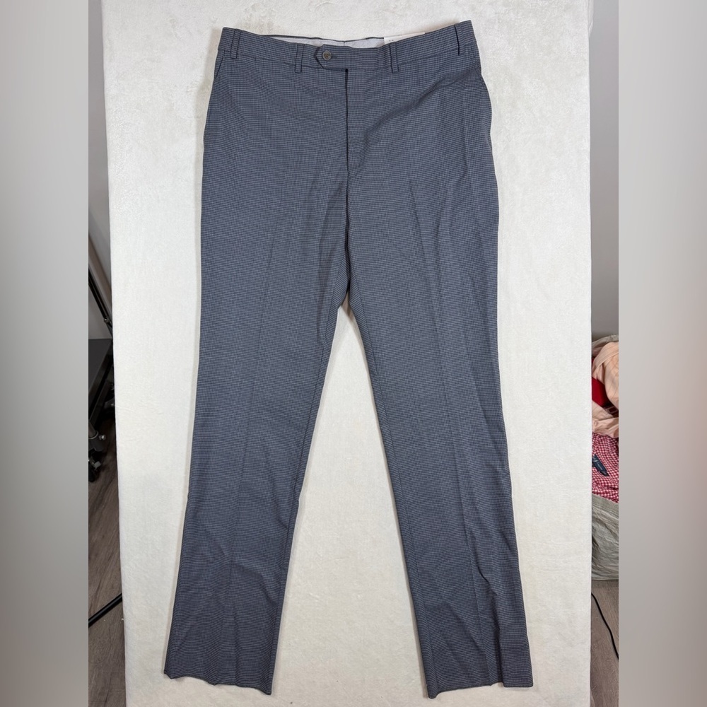 NWT Hart Schaffner 38W Unhemmed Luxury Series Stretch Wool Checkered Dress Pants
